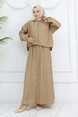 Zippered Jacket Dress Suit