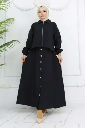 Zippered Jacket Dress Suit