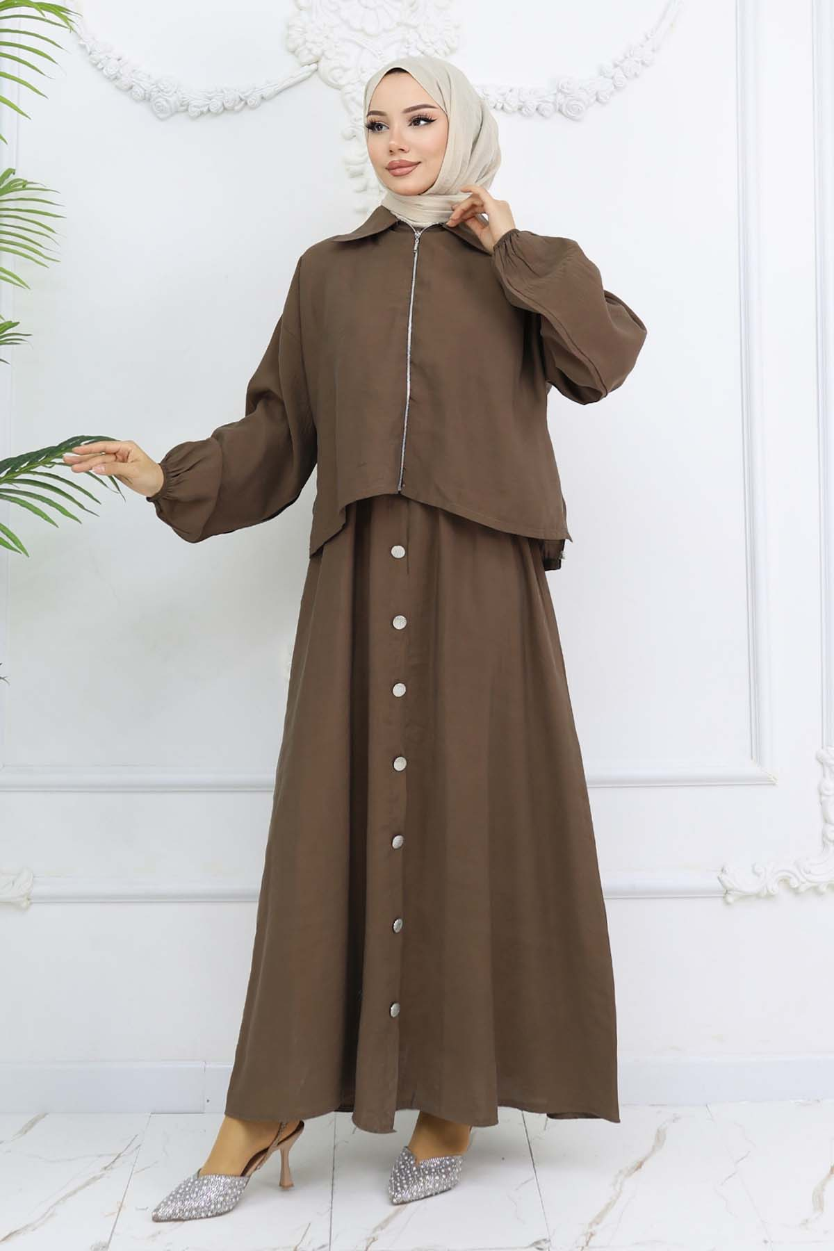 Zippered Jacket Dress Suit