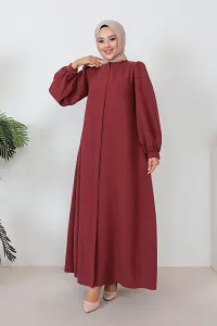 Zippered Balloon Sleeve Abaya Tile