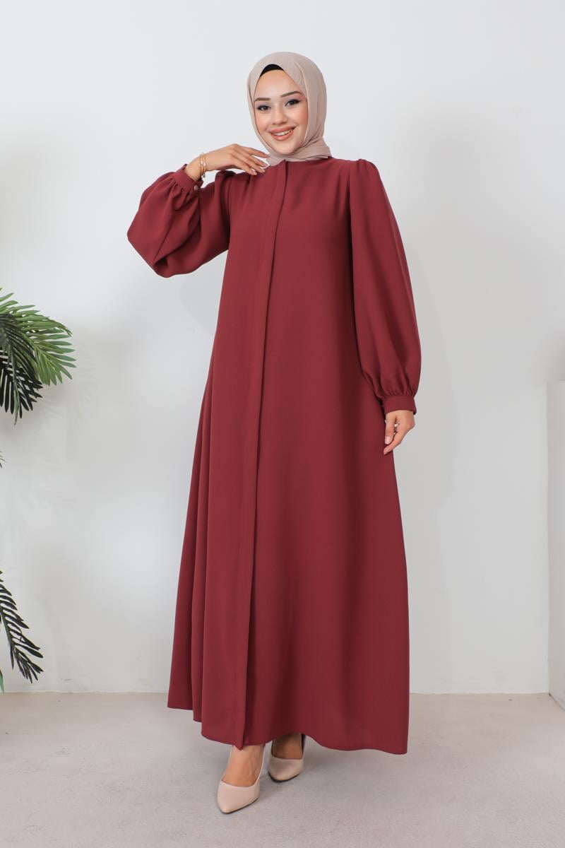 Zippered Balloon Sleeve Abaya Tile