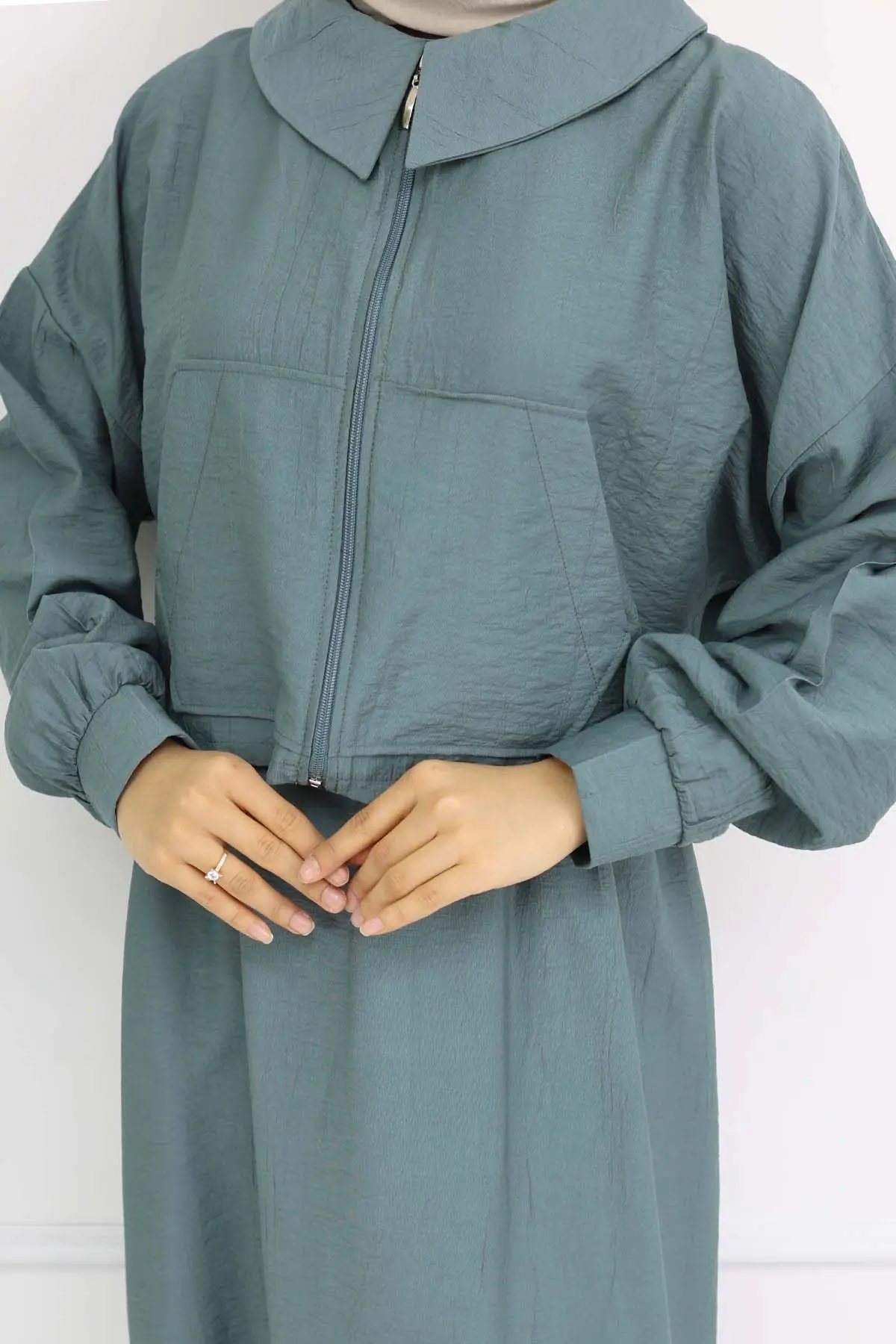 Fermuarlı Ceket Jile Tesettür Takım Çağla 2240-detail