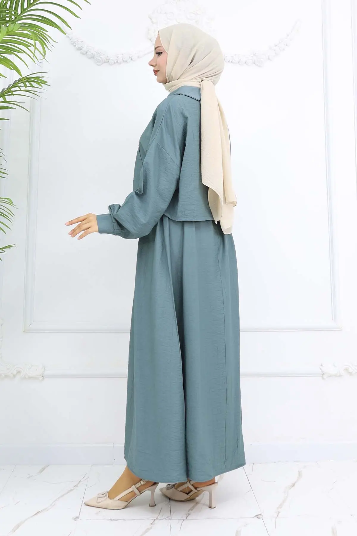 Fermuarlı Ceket Jile Tesettür Takım Çağla 2240-detail