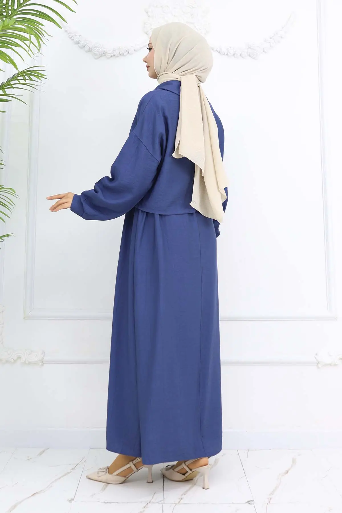 Fermuarlı Ceket Jile Tesettür Takım İndigo 2240-detail