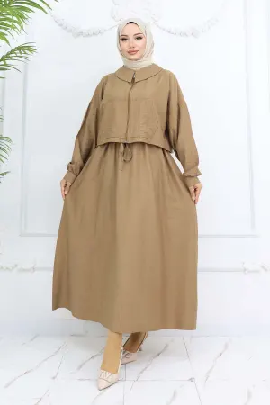 Zippered Jacket Vest Hijab Suit