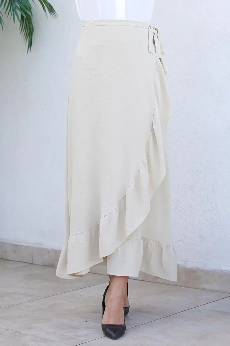 Fırfırlı Tasarım Etek Vizon-detail