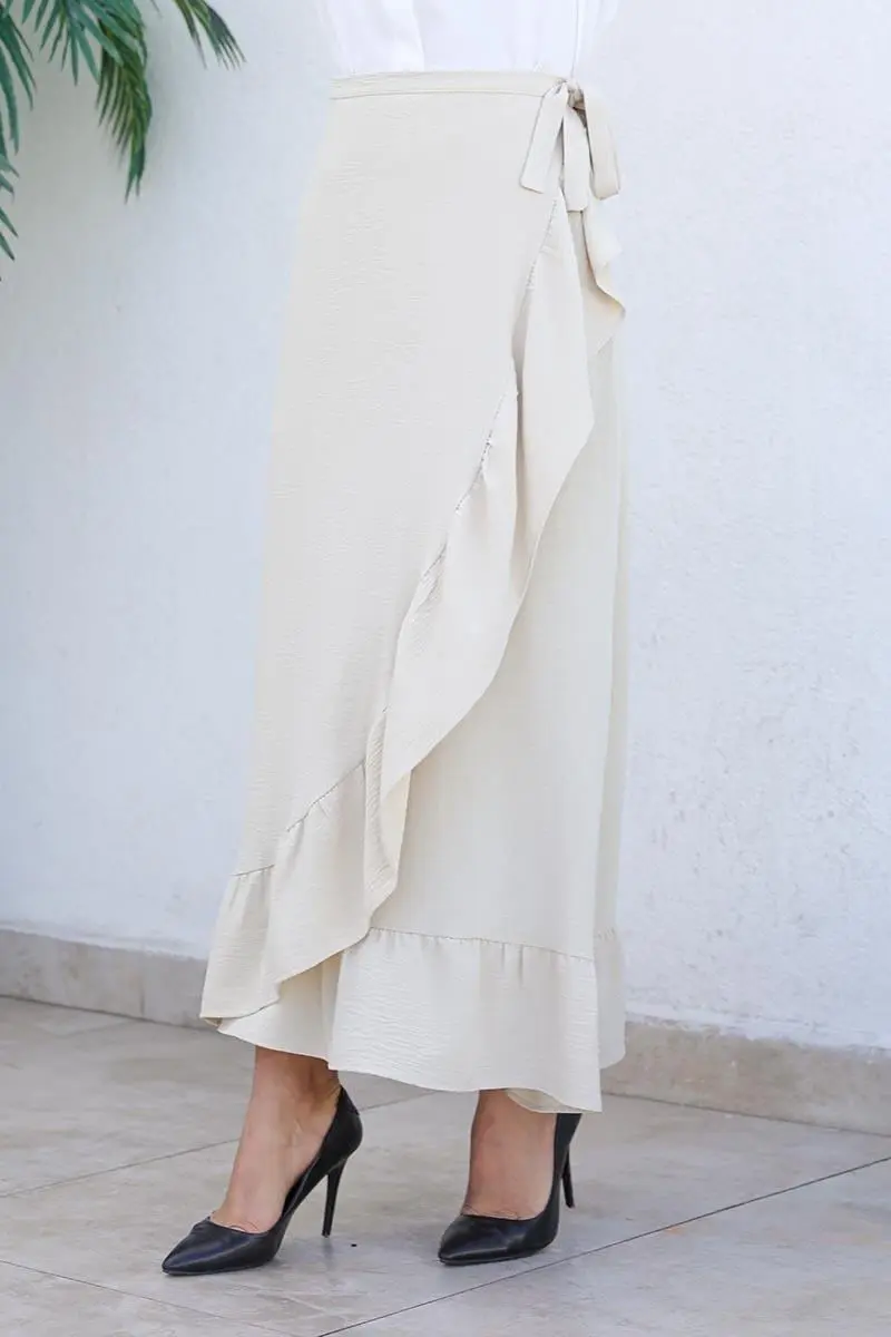 Fırfırlı Tasarım Etek Vizon-detail