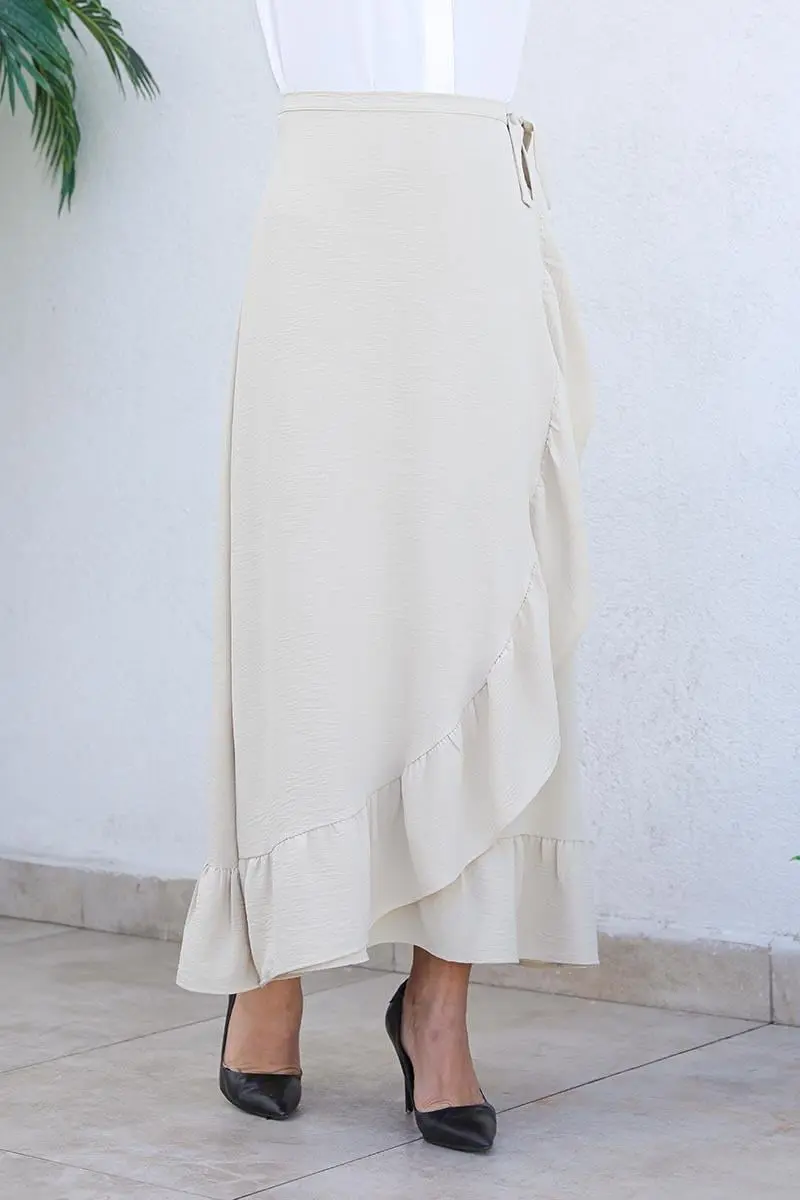 Fırfırlı Tasarım Etek Vizon-detail