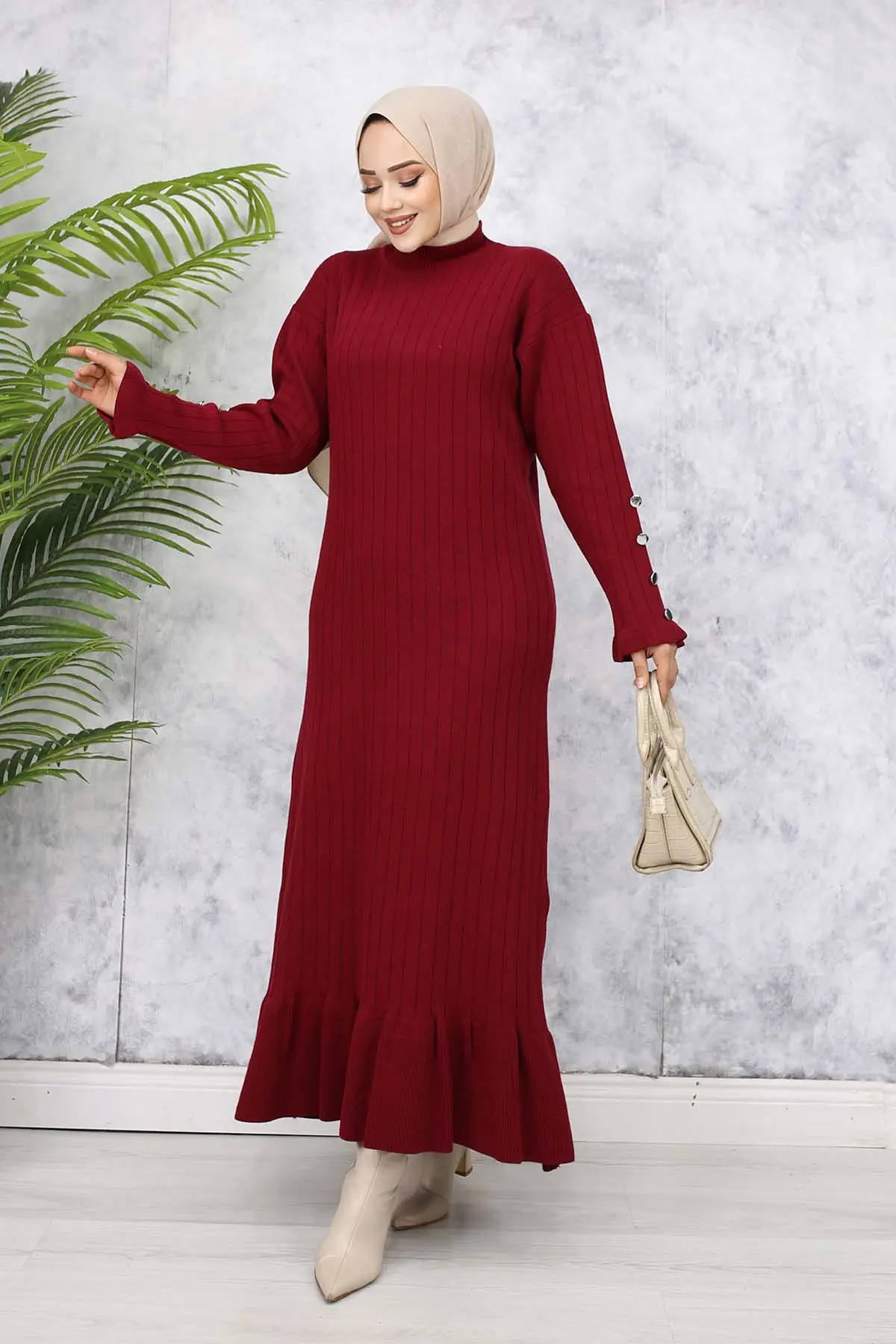 Frilly Knitwear Dress-detail