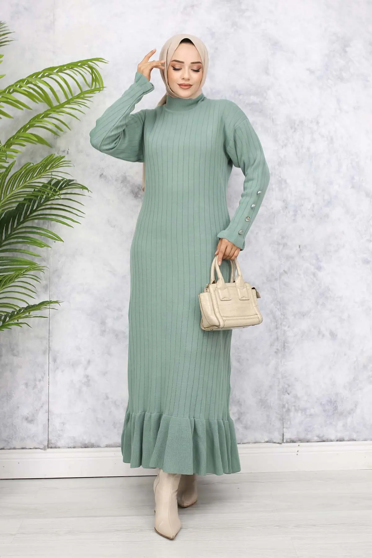 Fırfırlı Triko Elbise-detail