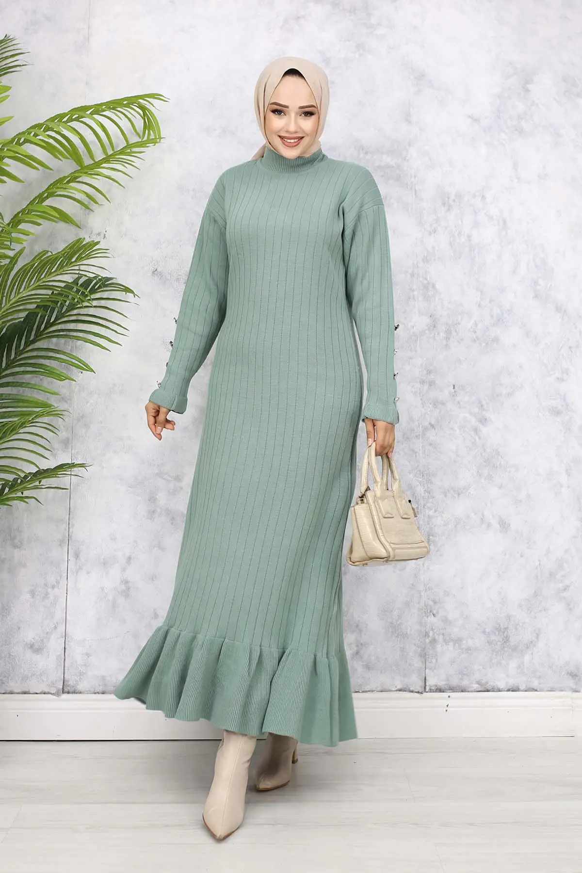 Fırfırlı Triko Elbise-detail