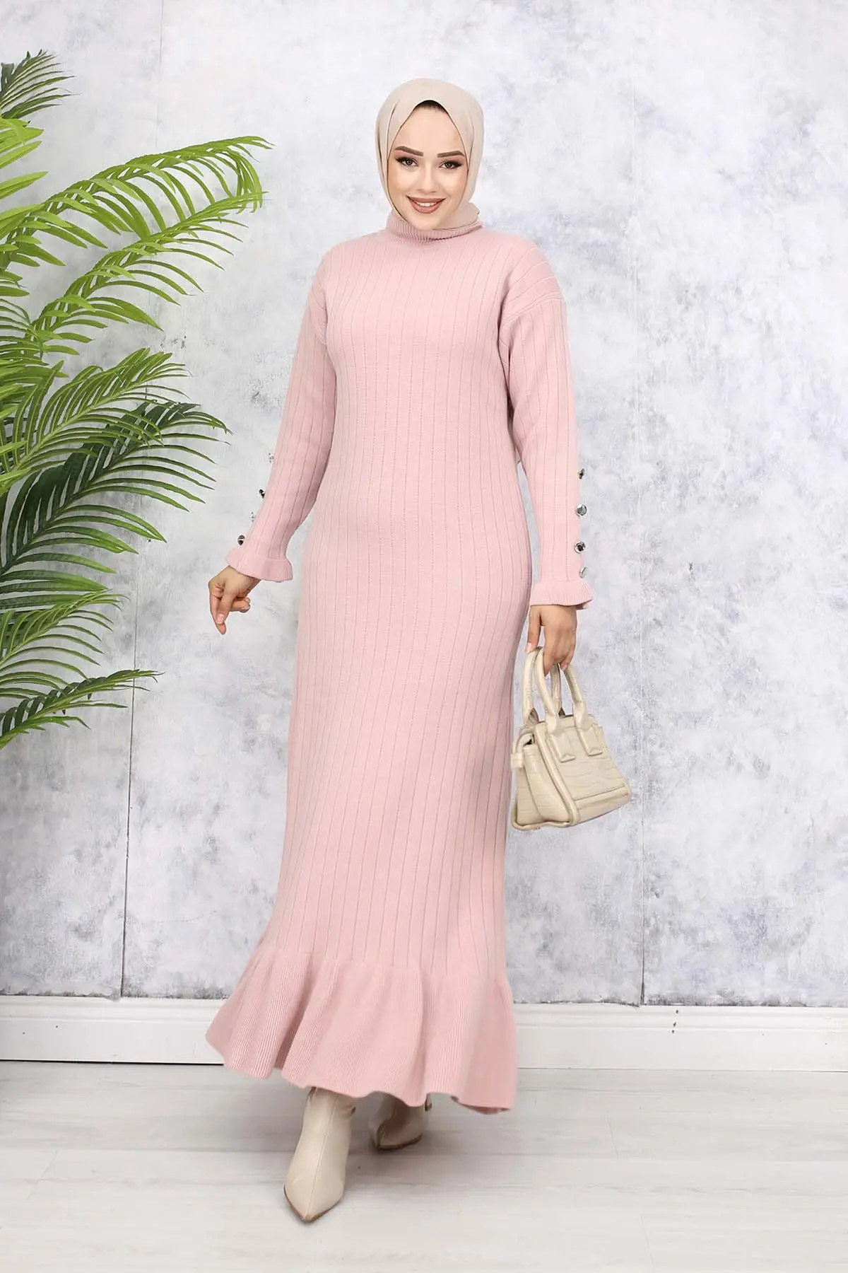 Fırfırlı Triko Elbise-detail