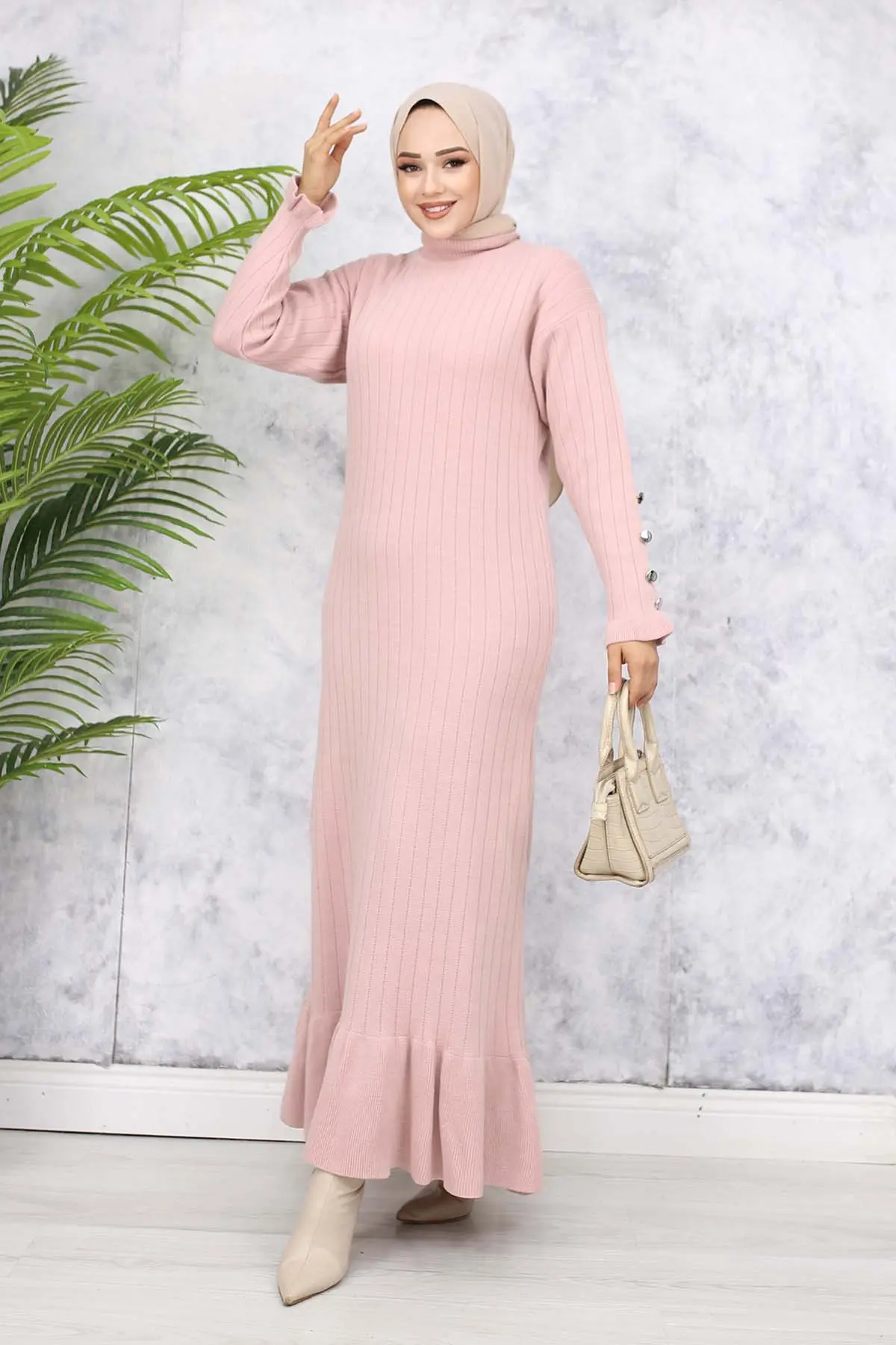 Fırfırlı Triko Elbise-detail