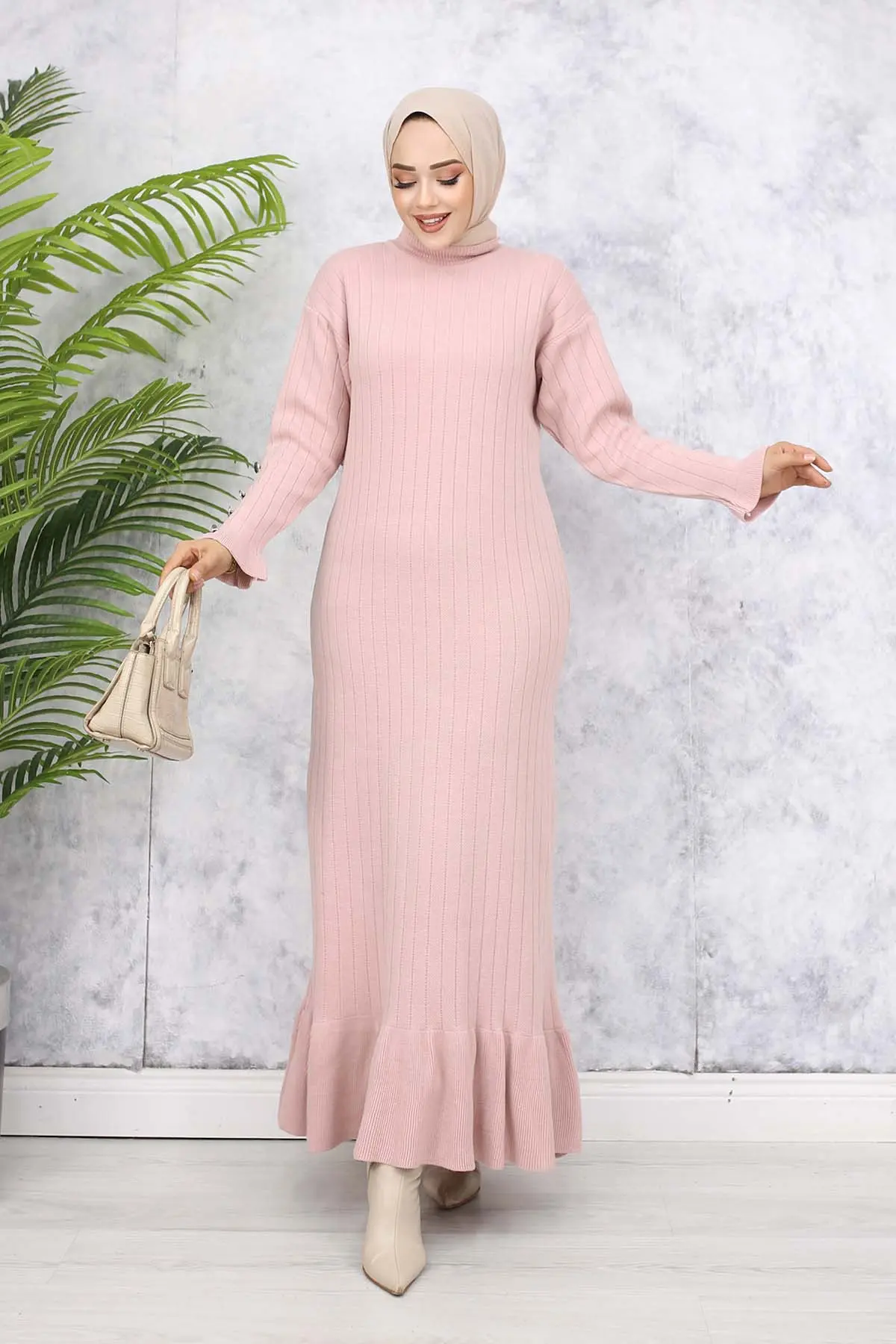 Fırfırlı Triko Elbise-detail