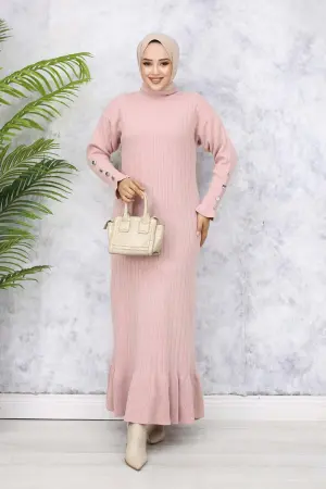 Fırfırlı Triko Elbise