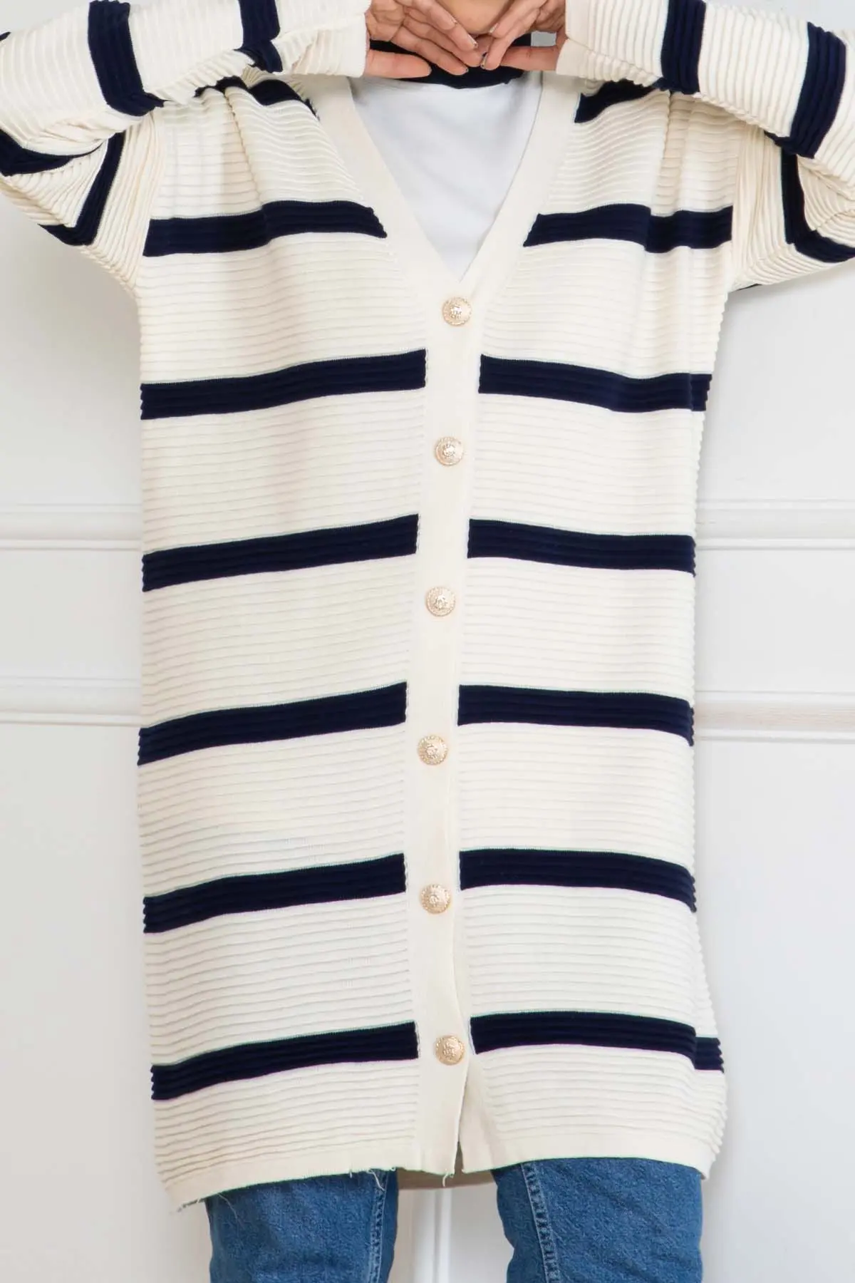 Ribbed Striped Knitwear Cardigan-detail