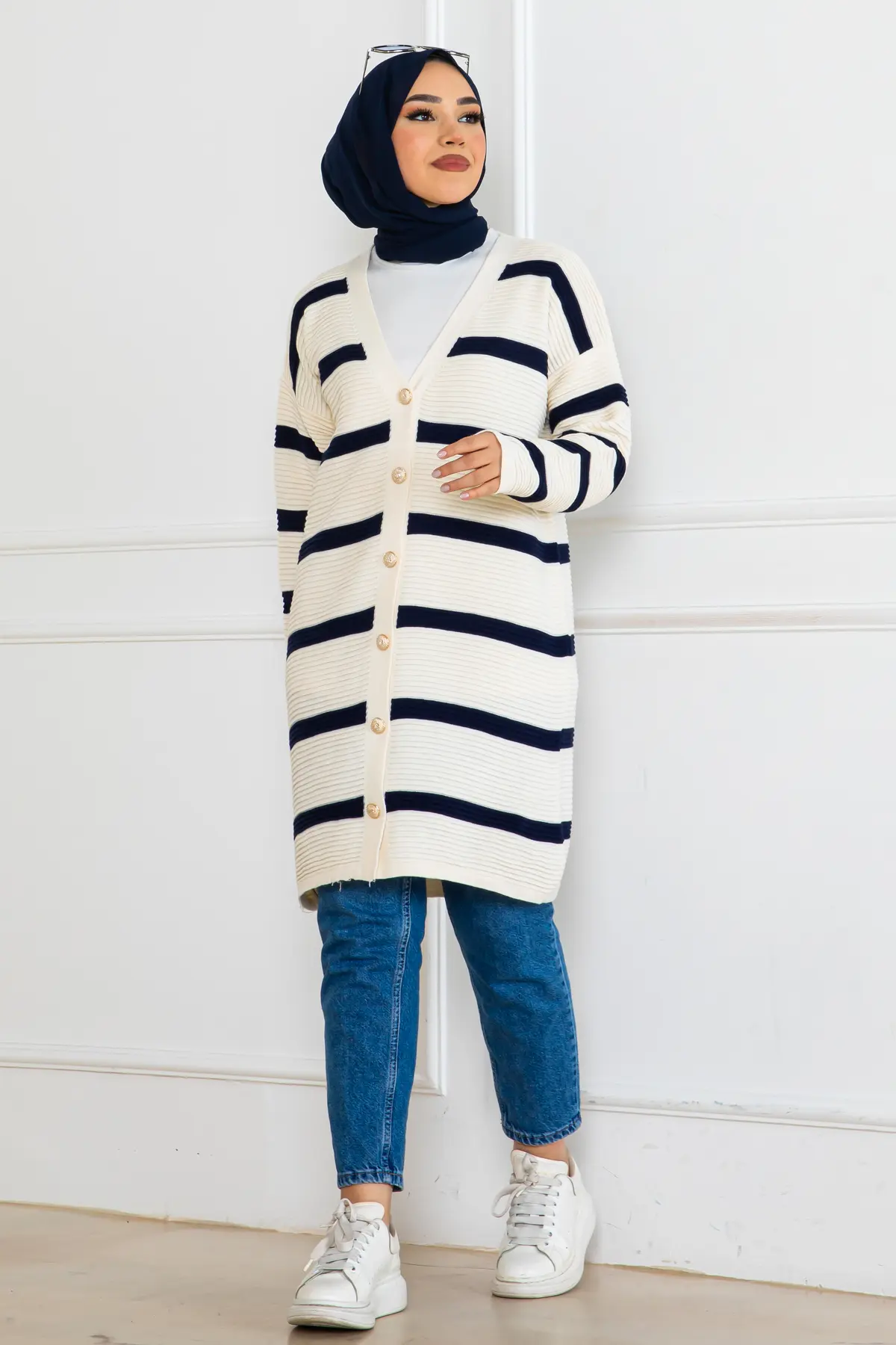 Ribbed Striped Knitwear Cardigan-detail