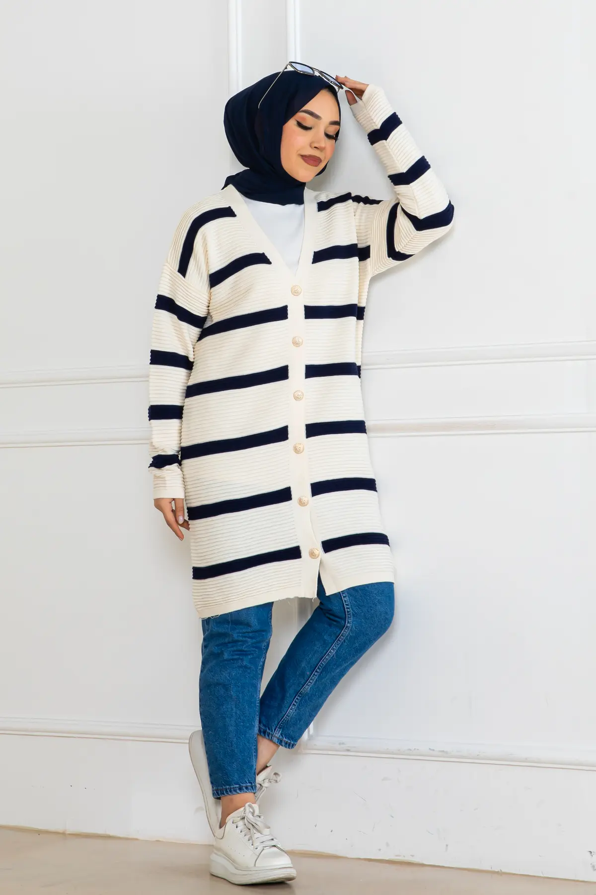 Ribbed Striped Knitwear Cardigan-detail