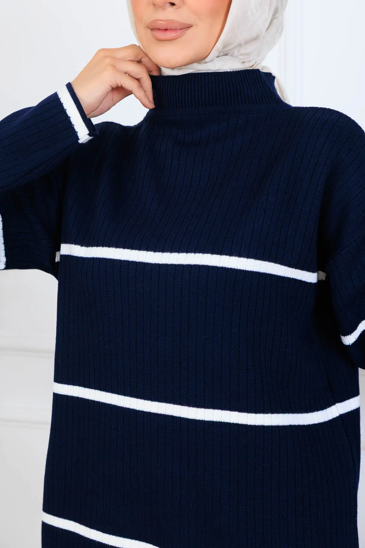 Fitilli Çizgili Triko Takım-detail