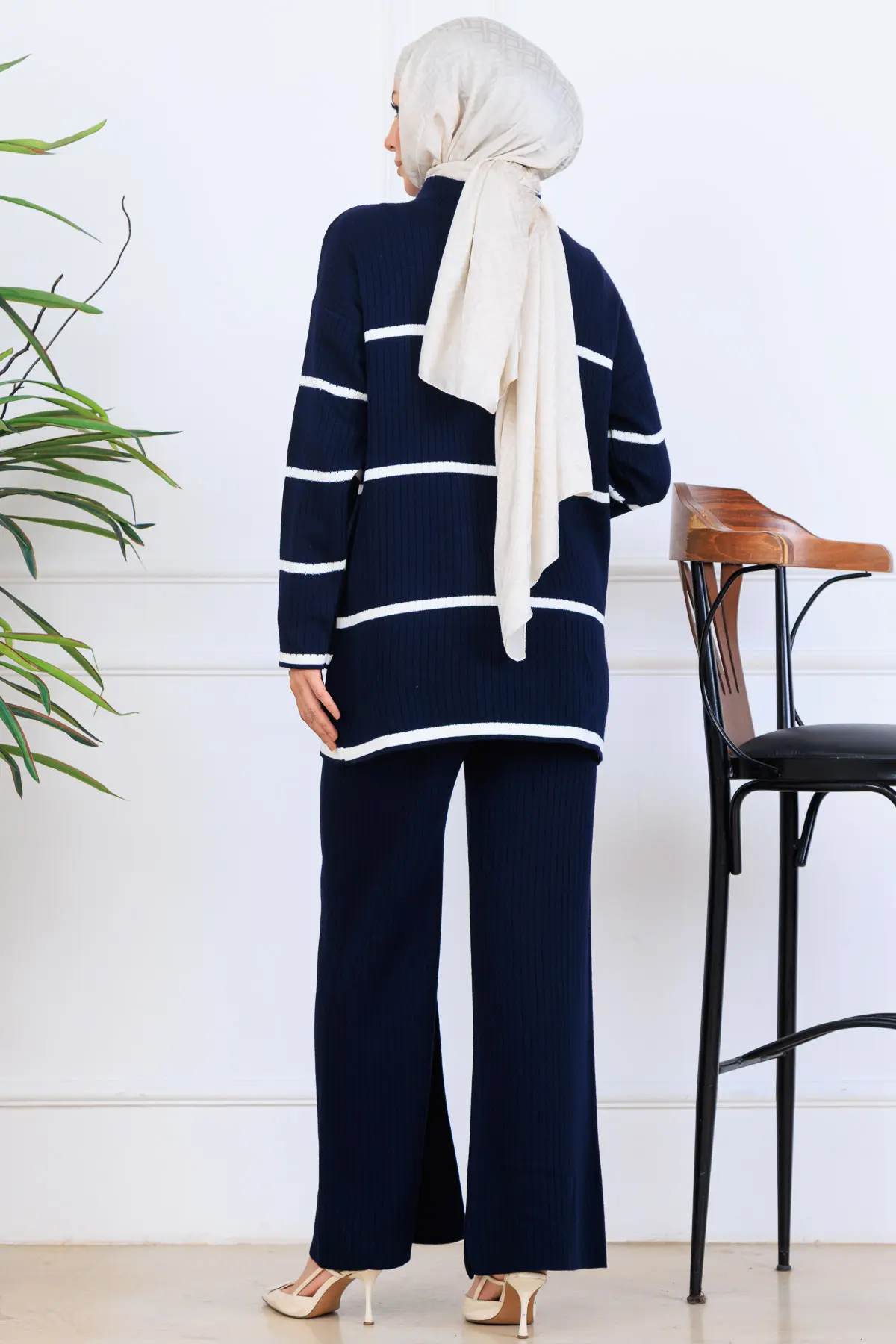 Fitilli Çizgili Triko Takım-detail