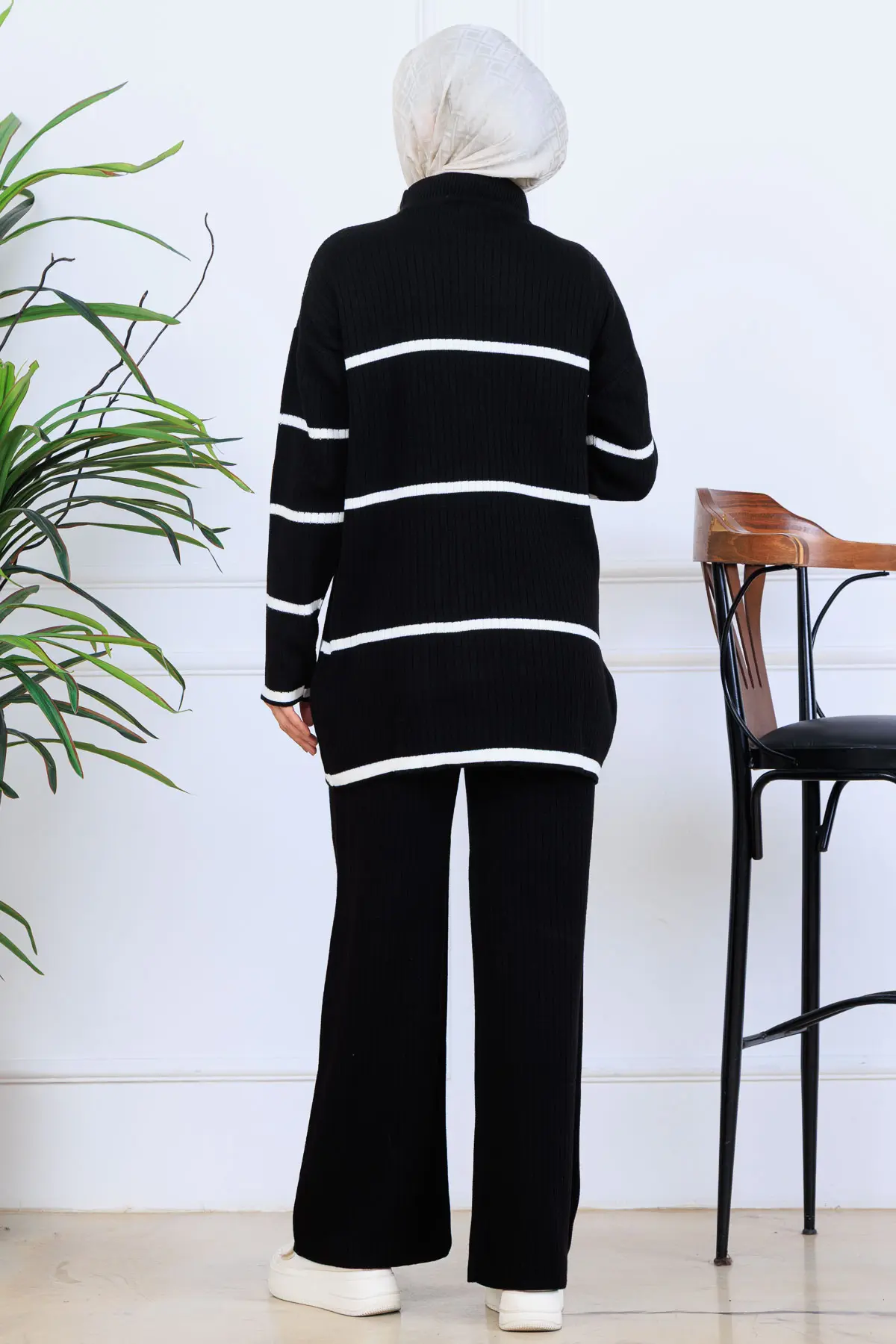 Fitilli Çizgili Triko Takım-detail