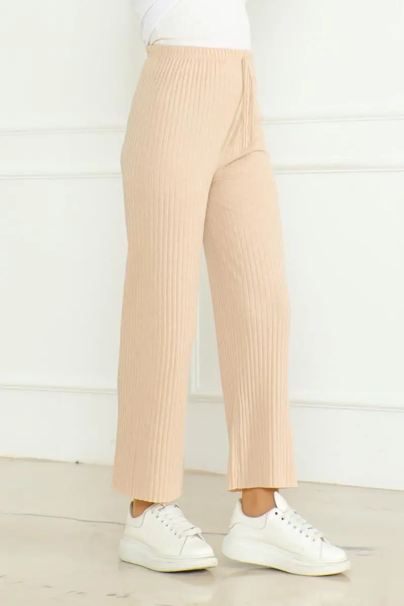 Ribbed Knitwear Trousers-detail