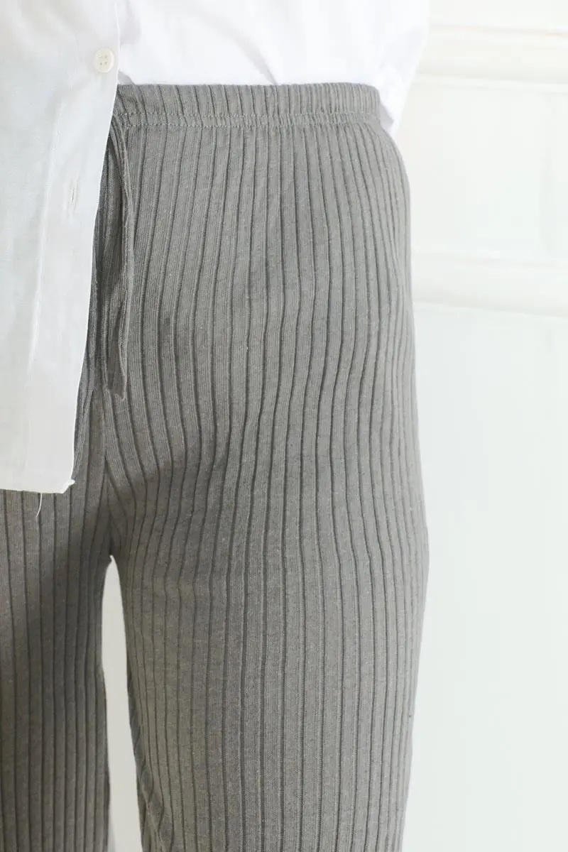 Ribbed Knitwear Trousers-detail