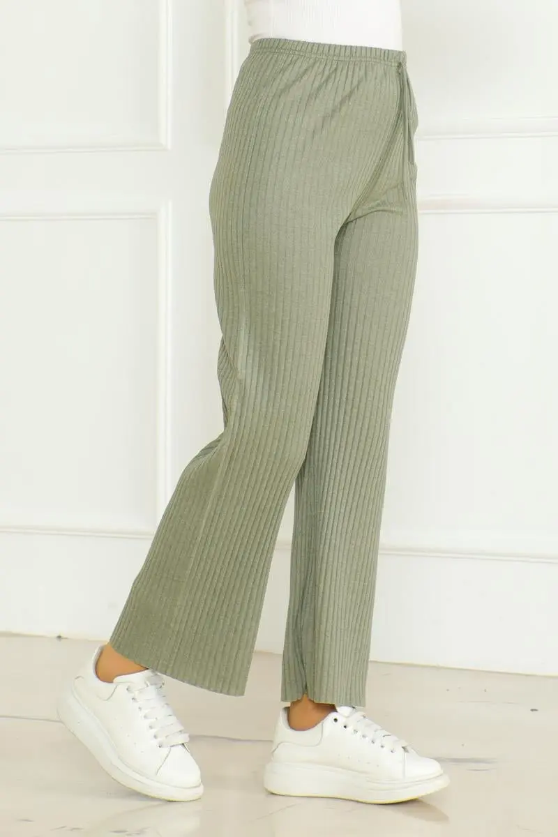 Ribbed Knitwear Trousers-detail