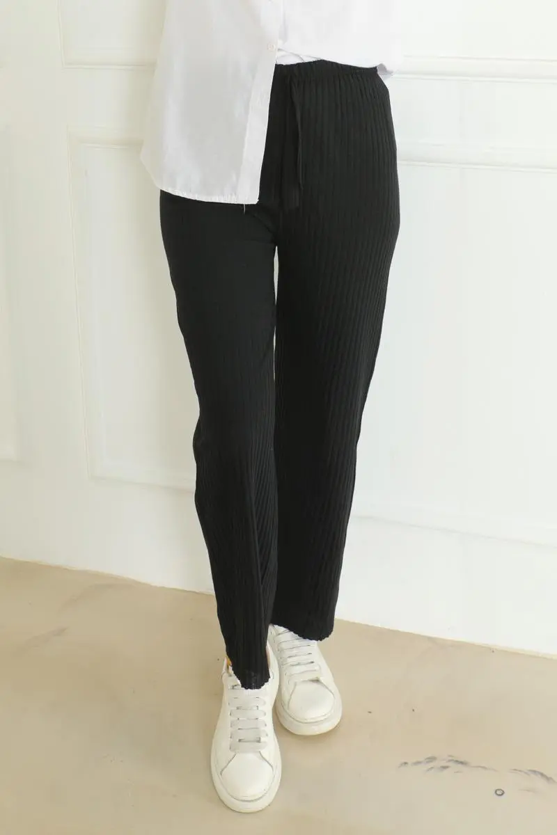 Ribbed Knitwear Trousers-detail