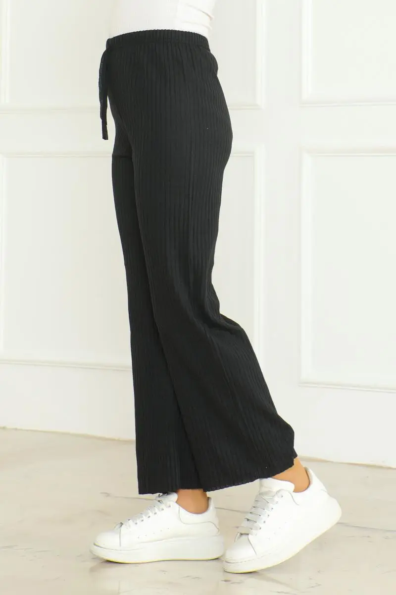 Ribbed Knitwear Trousers-detail