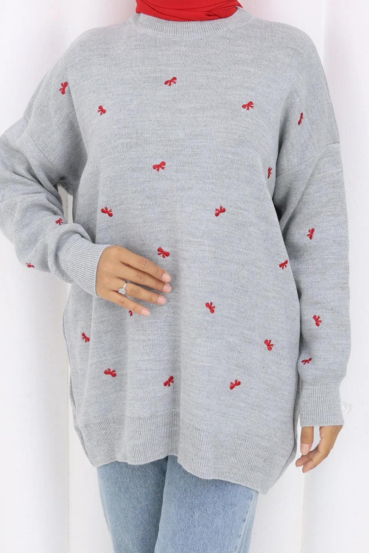 Fiyonk Desenli Triko Kazak-detail