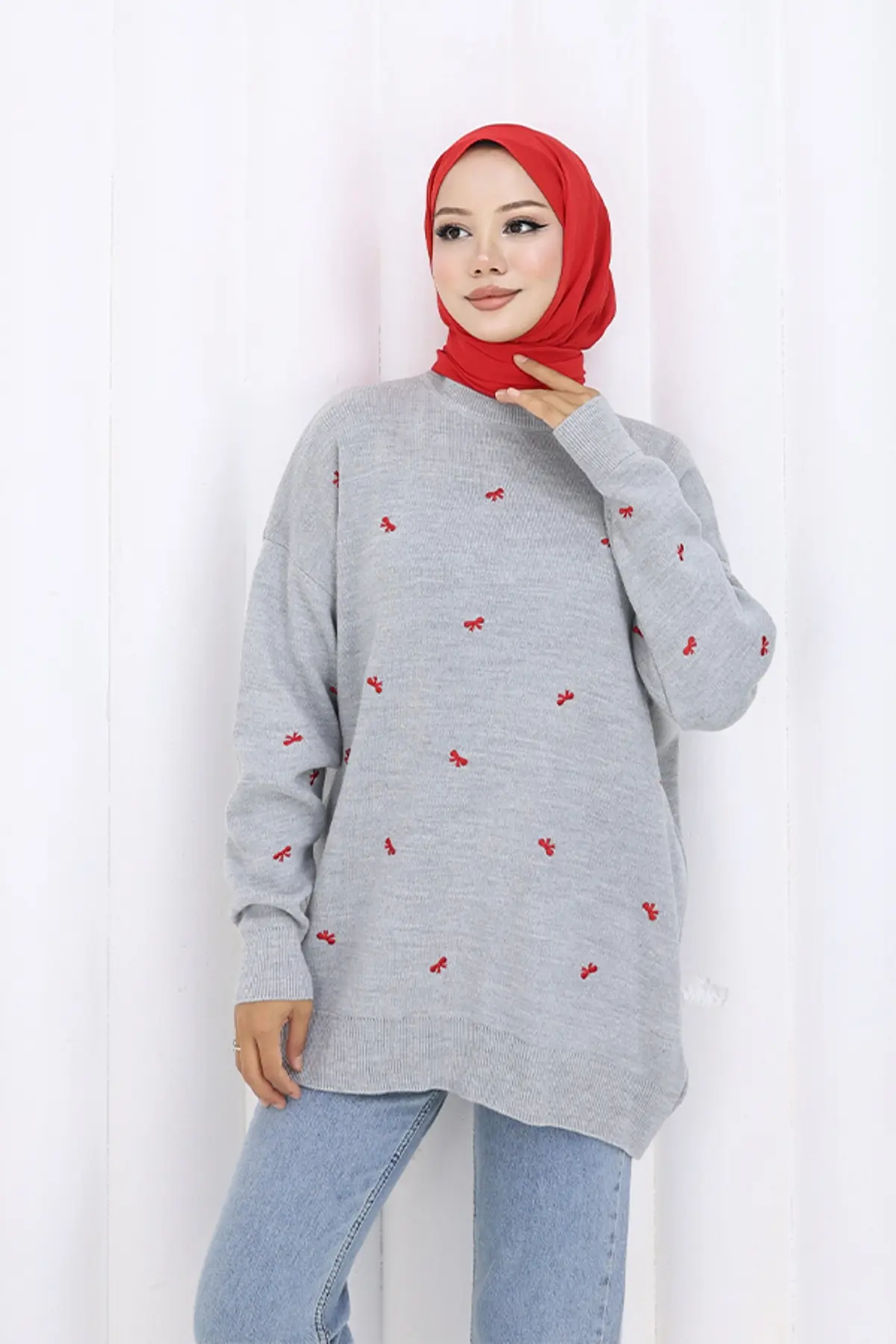 Fiyonk Desenli Triko Kazak-detail