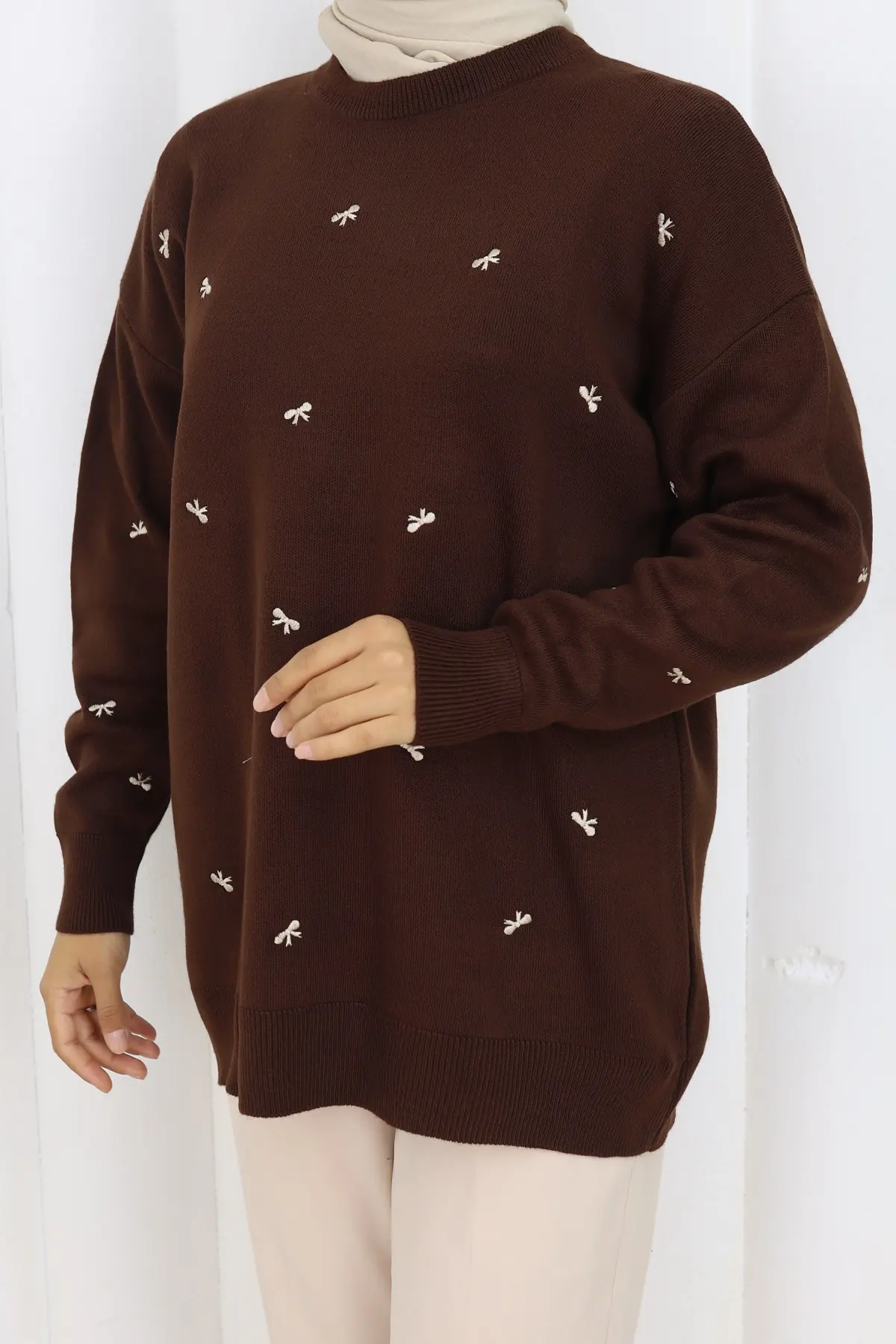 Fiyonk Desenli Triko Kazak-detail