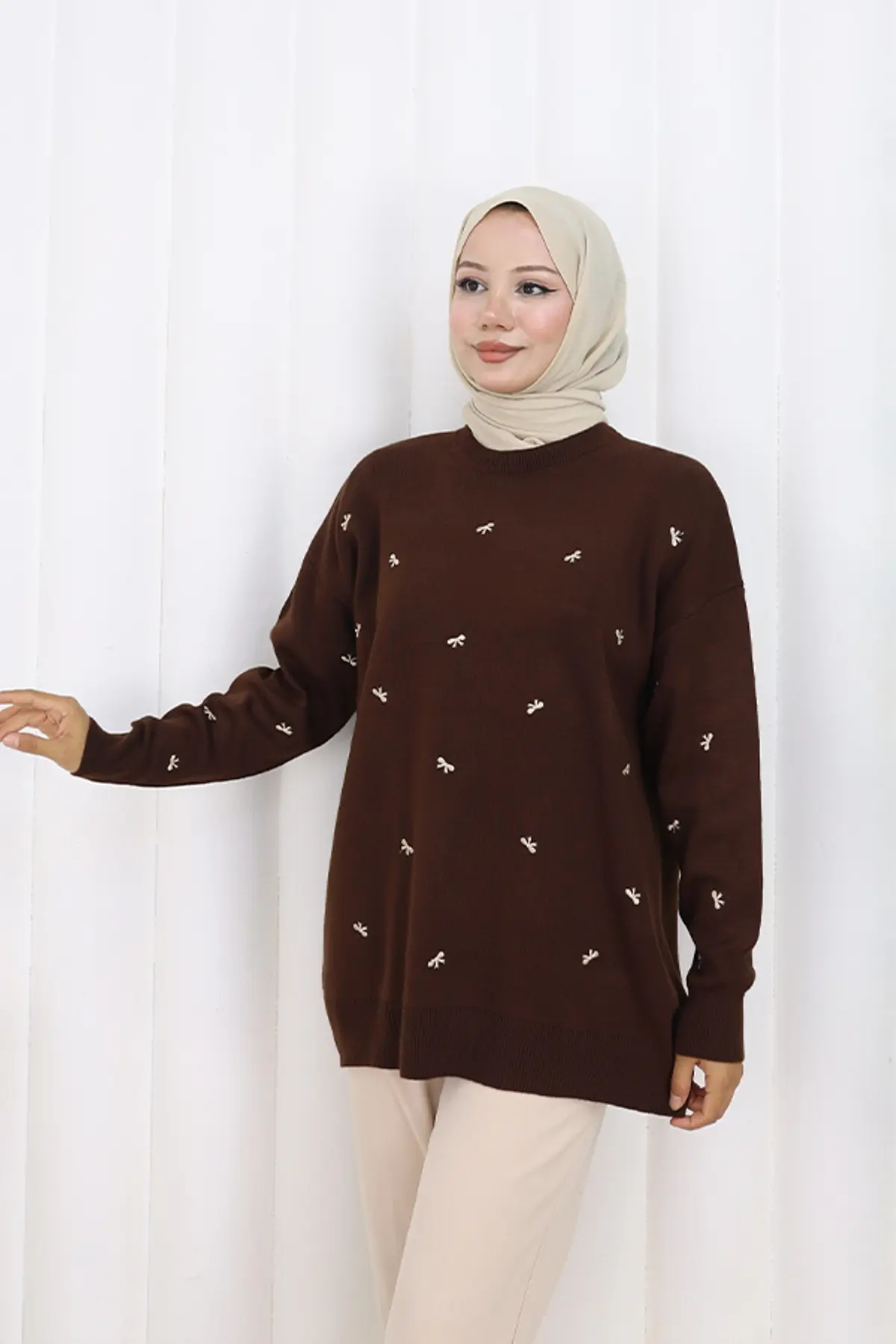 Fiyonk Desenli Triko Kazak-detail