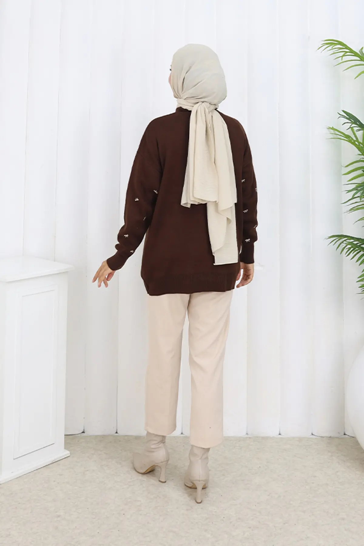 Fiyonk Desenli Triko Kazak-detail