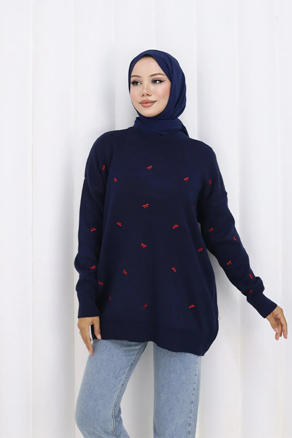 Fiyonk Desenli Triko Kazak-detail