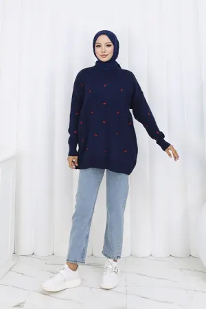 Bow Patterned Knit Sweater