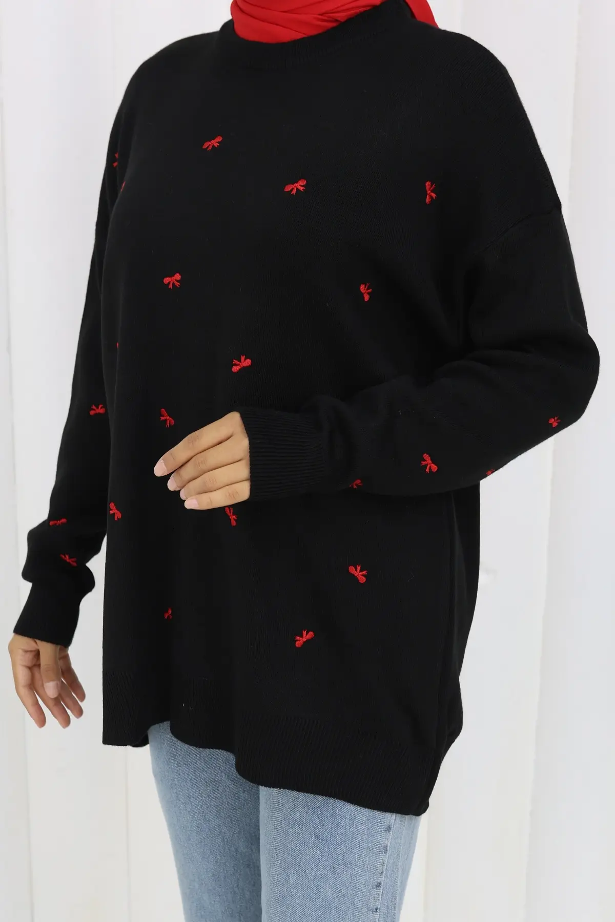 Fiyonk Desenli Triko Kazak-detail