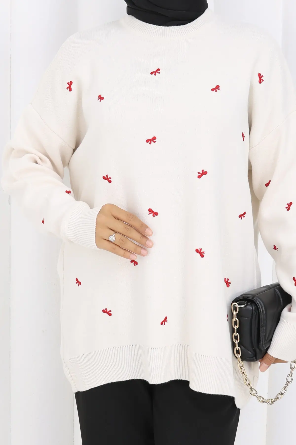 Fiyonk Desenli Triko Kazak-detail