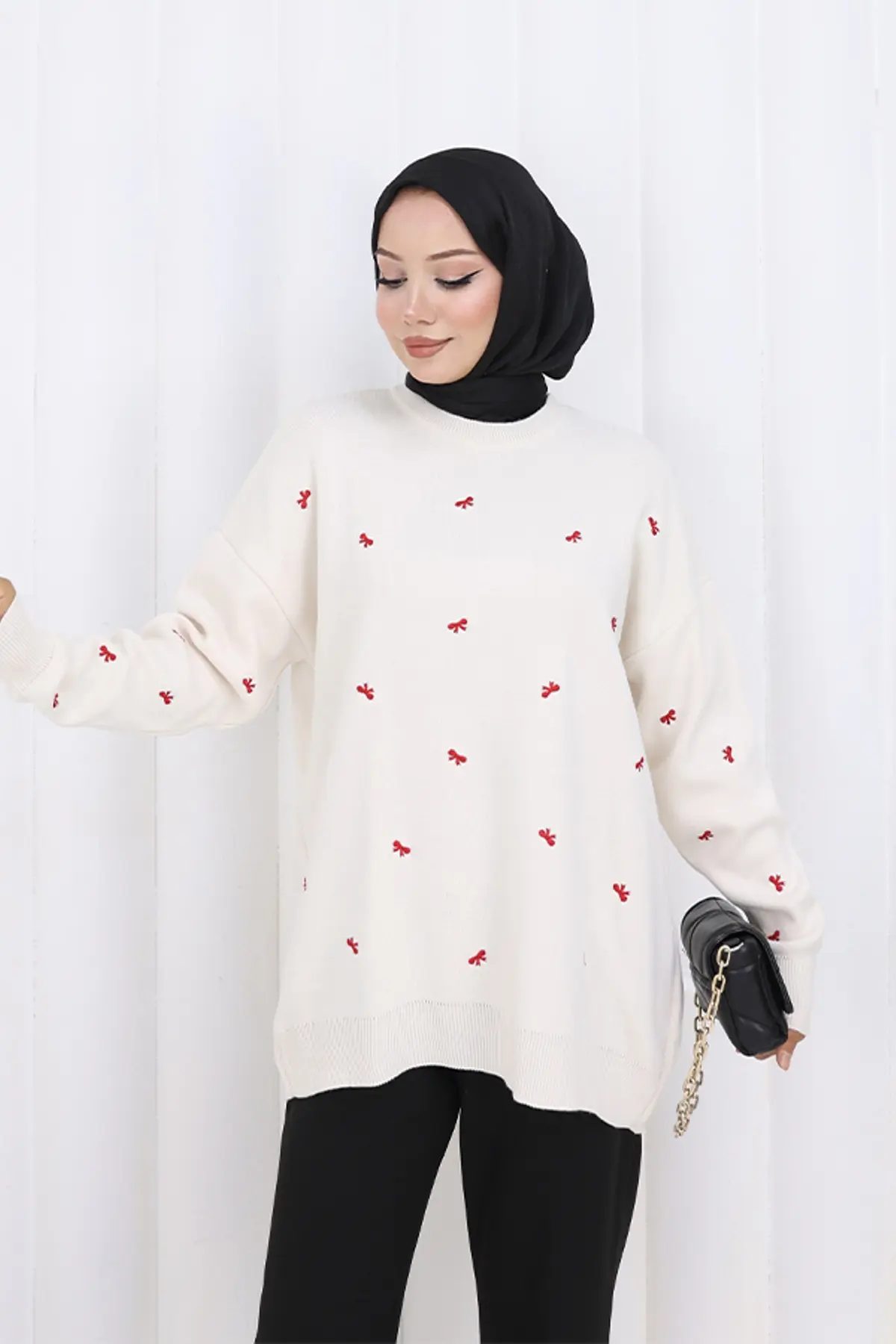 Fiyonk Desenli Triko Kazak-detail