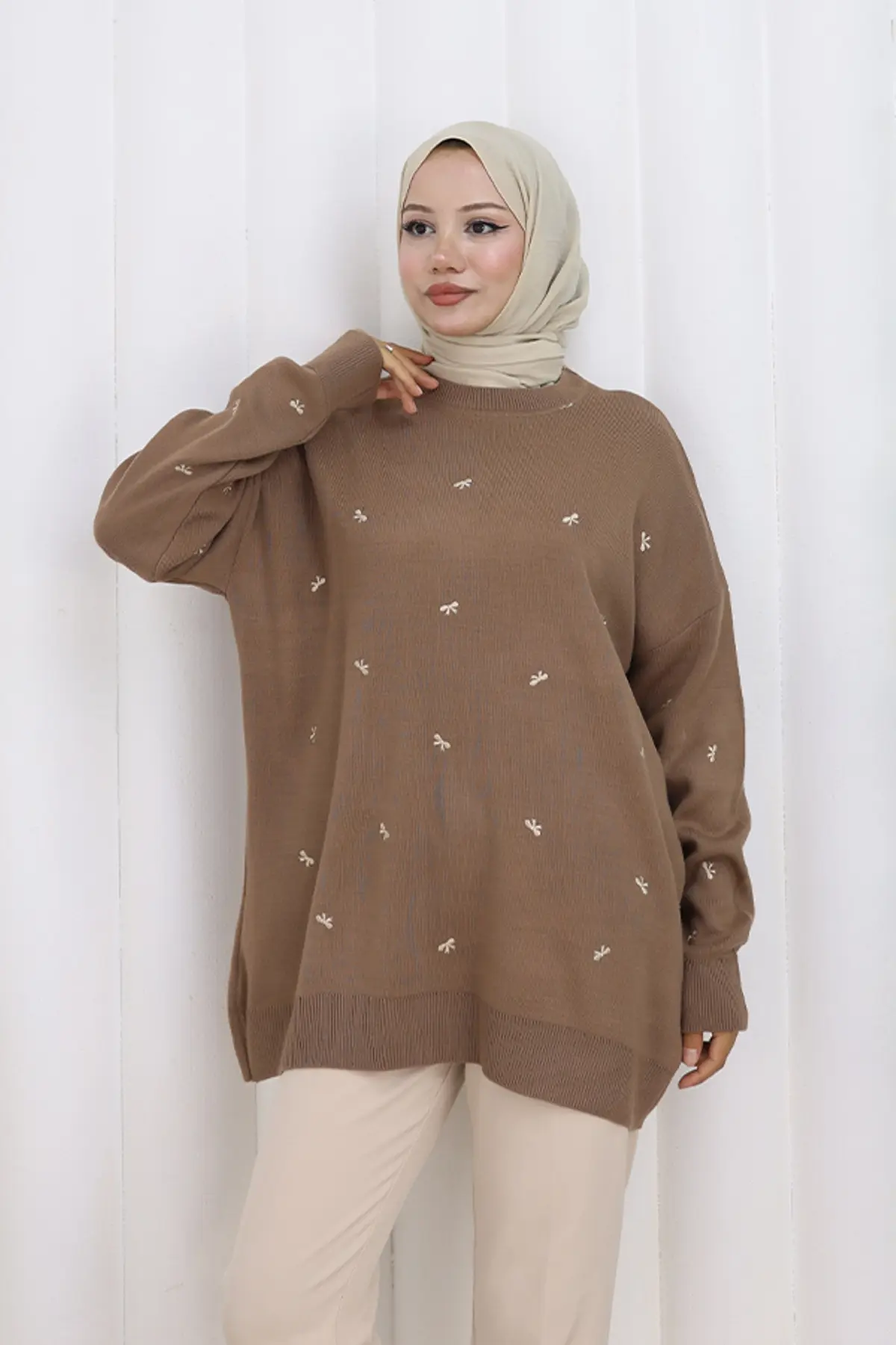 Fiyonk Desenli Triko Kazak-detail