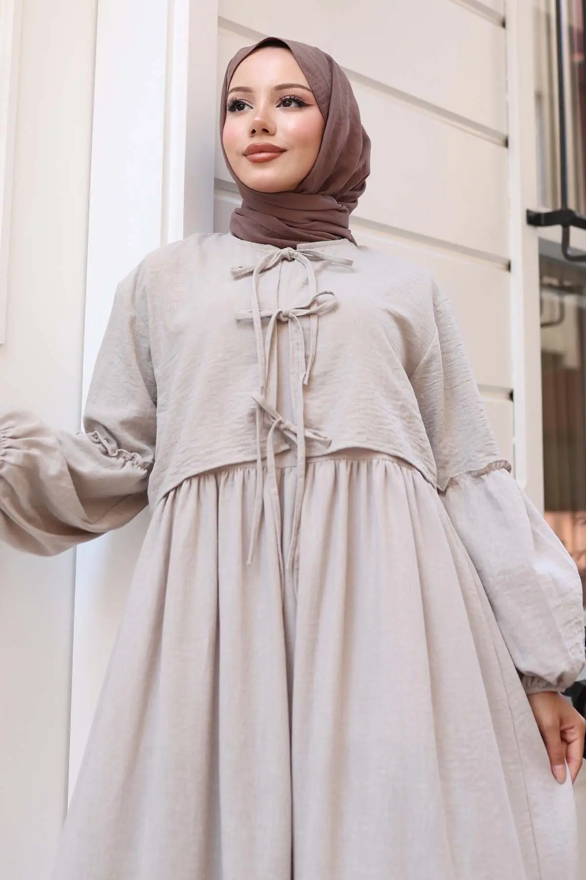 Fiyonk Detaylı Elbise Takım-detail