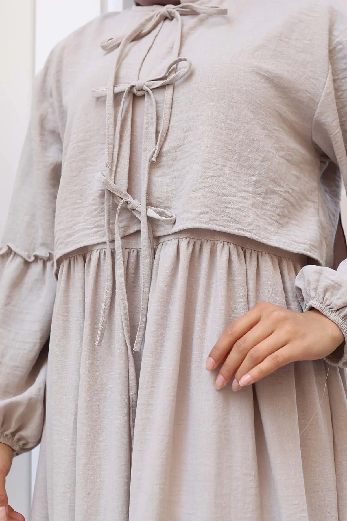 Fiyonk Detaylı Elbise Takım-detail