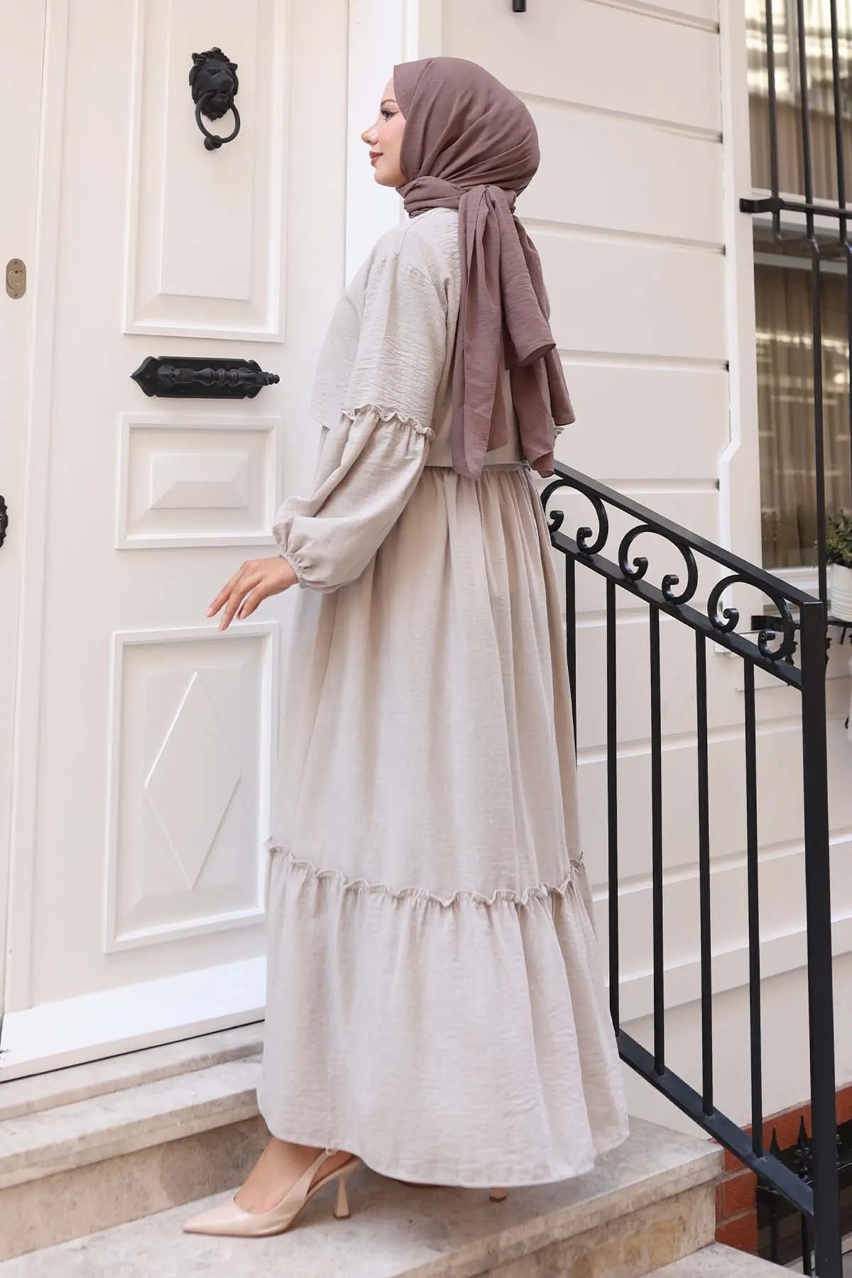 Fiyonk Detaylı Elbise Takım-detail