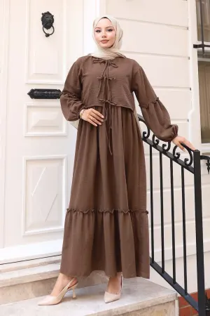 Fiyonk Detaylı Elbise Takım