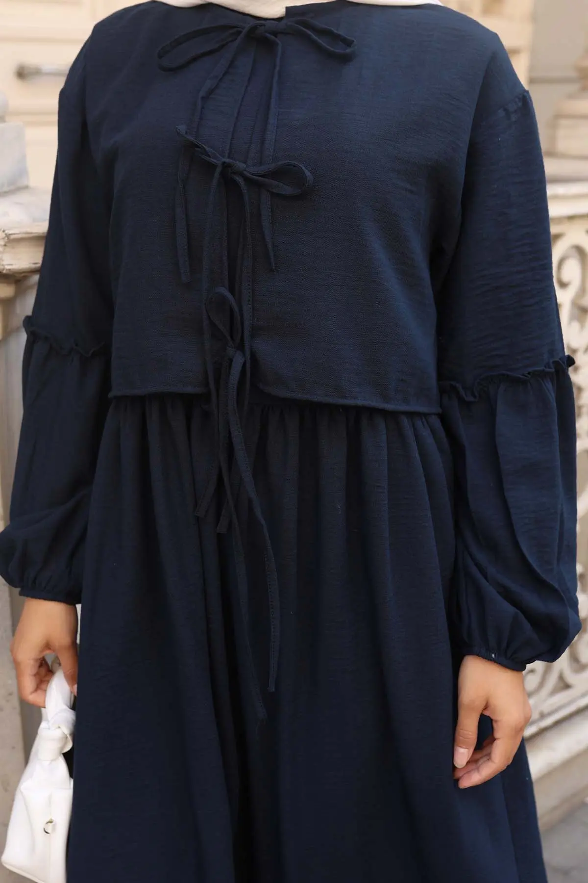 Fiyonk Detaylı Elbise Takım-detail