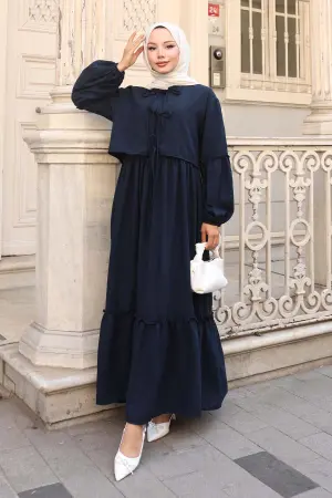 Fiyonk Detaylı Elbise Takım