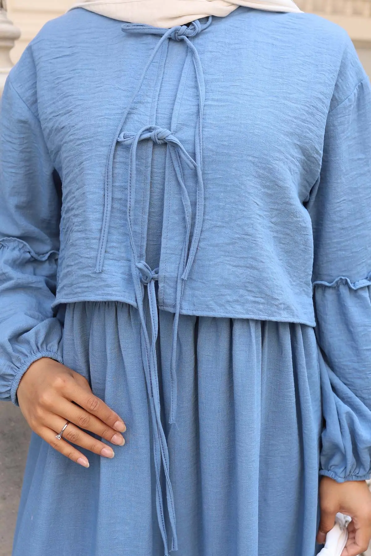 Fiyonk Detaylı Elbise Takım-detail