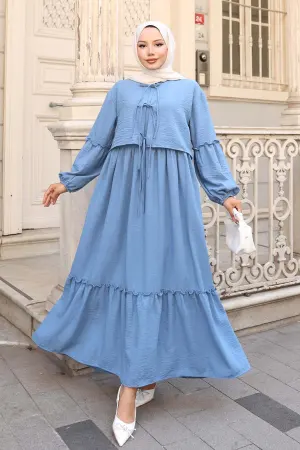 Fiyonk Detaylı Elbise Takım