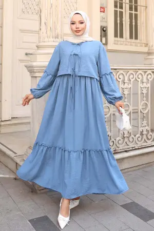 Fiyonk Detaylı Elbise Takım